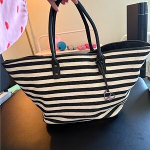 Charlotte Ronson Monochrome Striped Tote